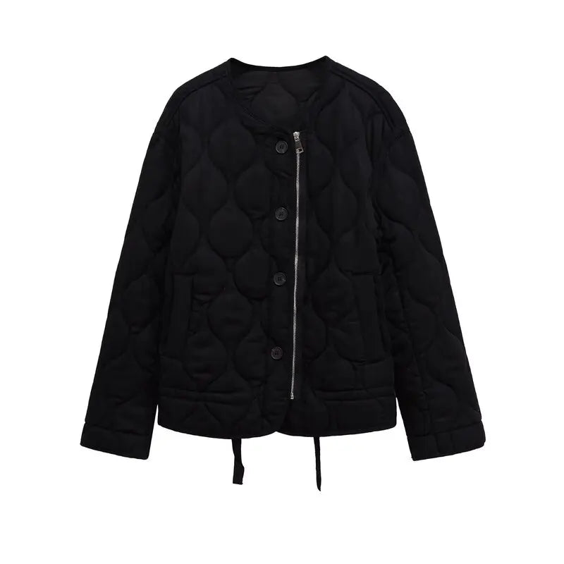 Loose Long Sve round Ne Cotton Jaet Women's Spring Autumn New Sle Casual Comfortable Outerwear Zipper Closure  ... Good Vibrations