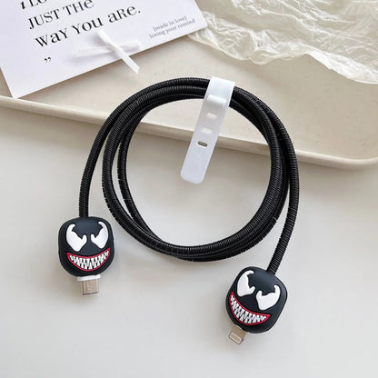New Cartoon Charger Cable Protector for IPhone 15 14 13 12 18W 20W Charger Protection Cover Stitch Data Line Winder Protective Good Vibrations