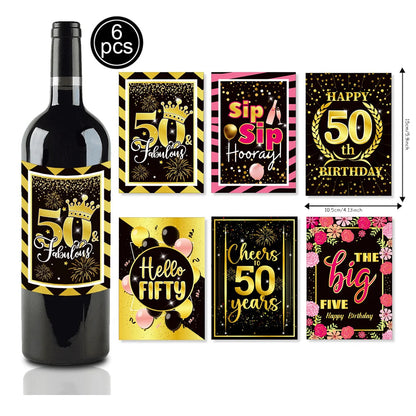 50th Birthday Party Supplies for Men Women Black and Gold 50 Years Old Party Paper Plates Cups Napkin Tablecloth Tableware Decor Good Vibrations