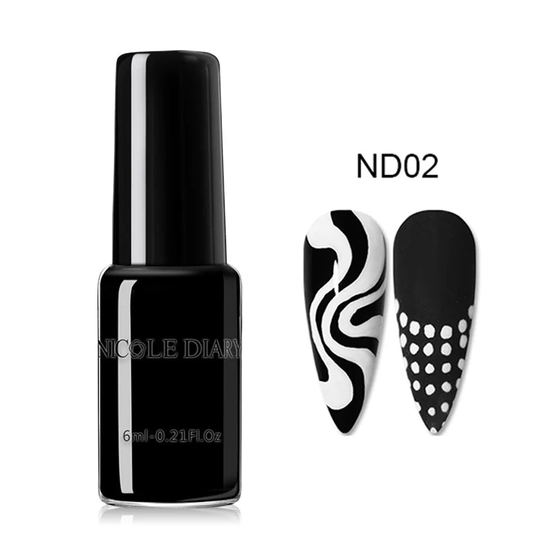 NICOLE DIARY Stamping Nail Polish Black White Gold Silver Nail Art Printing Varnish DIY Design for Stamping Plate Nails Painting Good Vibrations