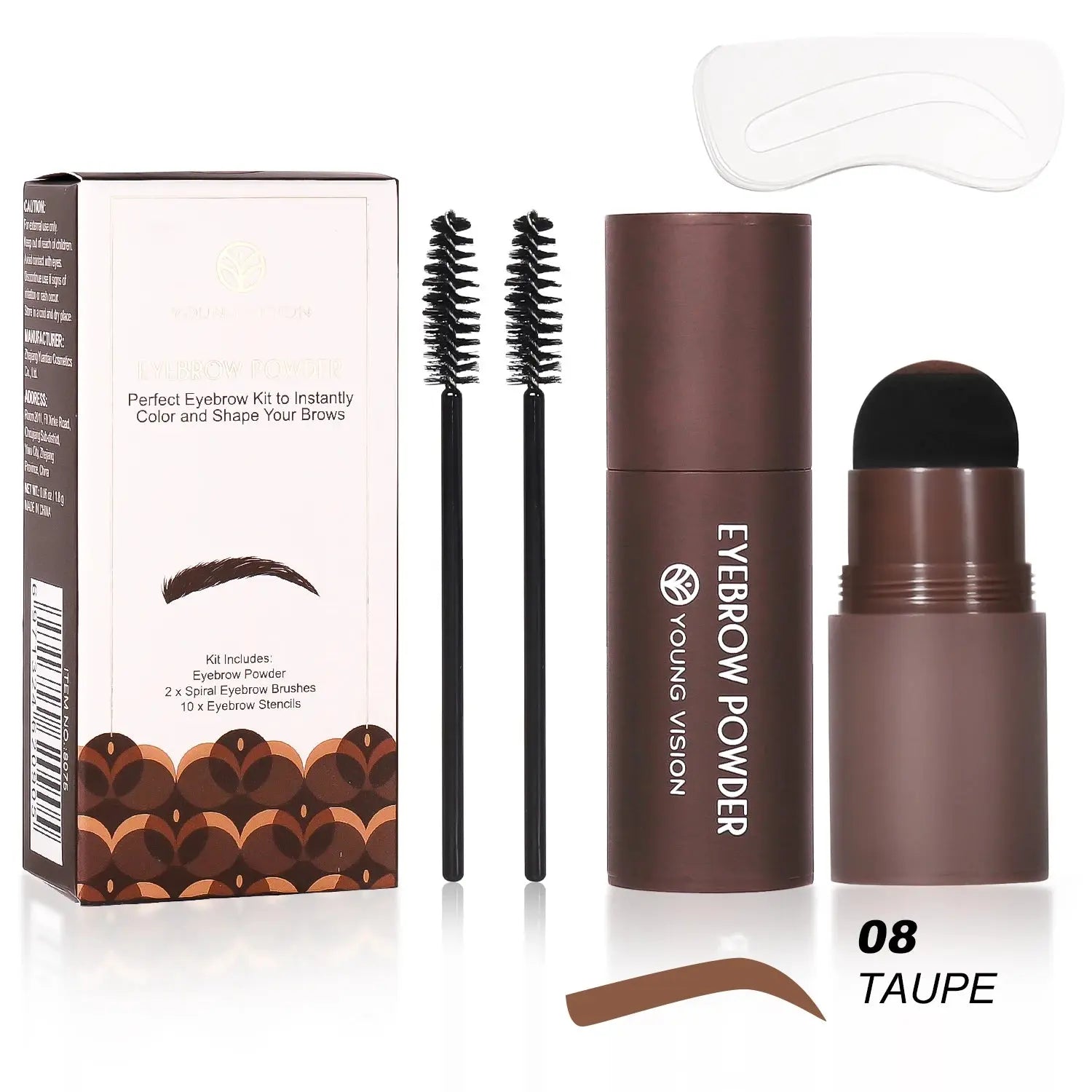 Eyebrow Stamp Stencil Kit - 1 Pcs Eye Brow Stamp Shaping Kit Long-Lasting Waterproof, Eyebrow Makeup Brow Shape with 10 PCS Good Vibrations