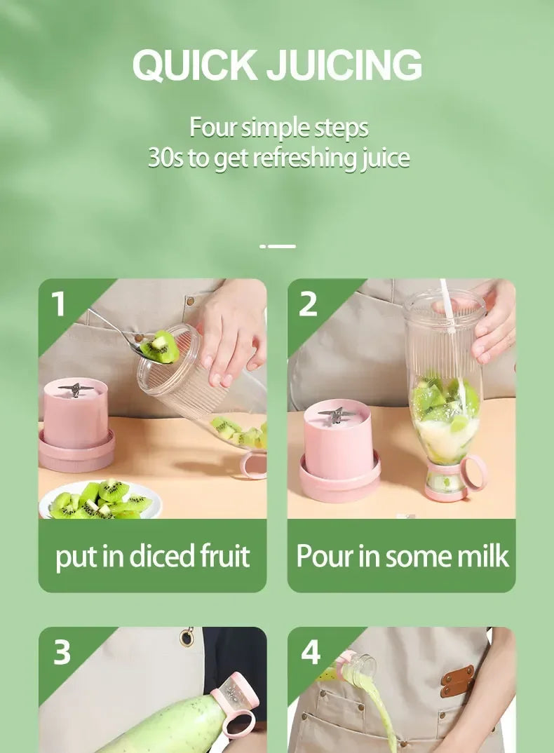 Electric Juicer Cup 6 Blades Blender Milkshake Machine USB Portable Fruit Milk Mixing Tool Mini Fresh Juice Blender Good Vibrations Adult Super Store