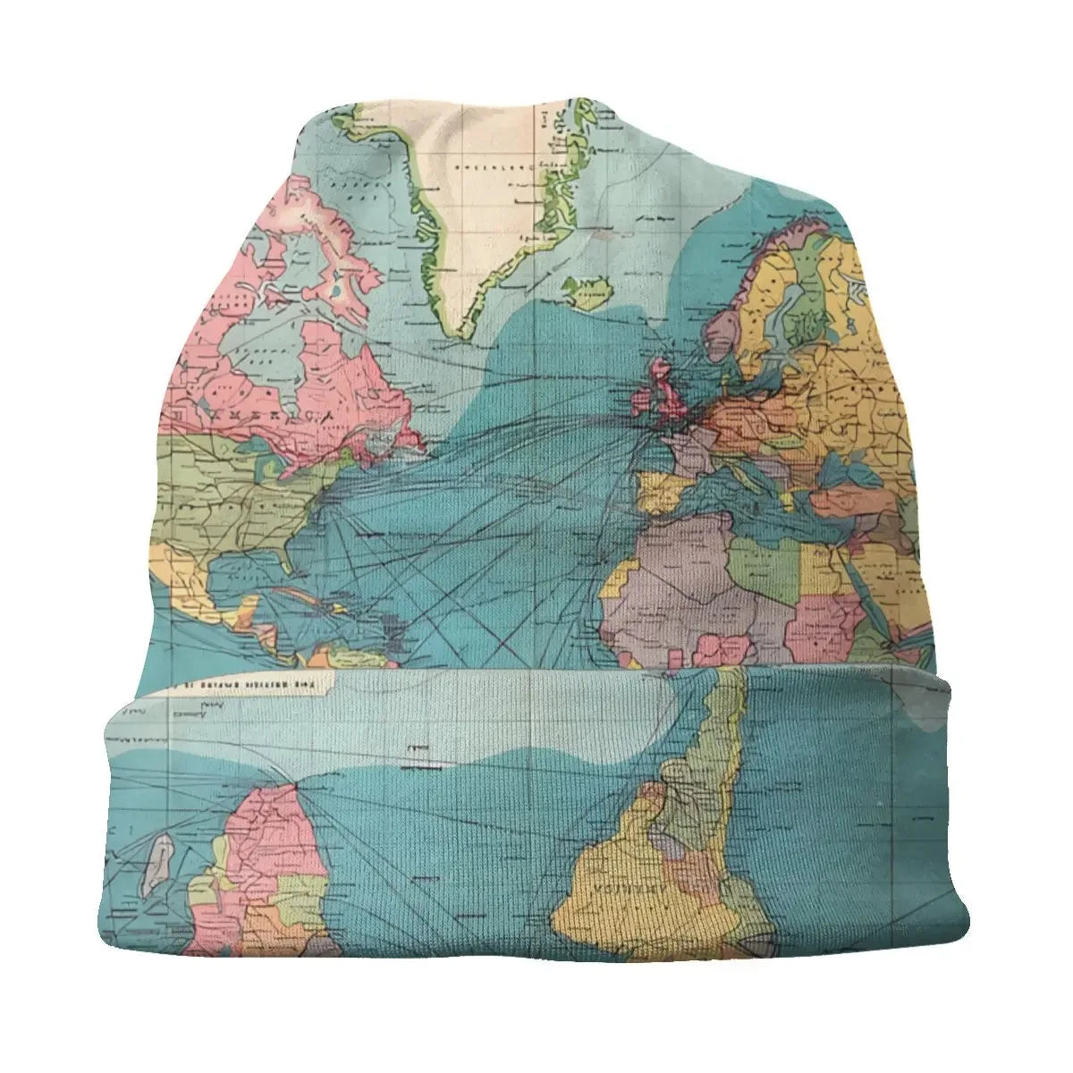 World Map Fashion Hats Blue Rainbow Historical World Map Thin Hat Bonnet Hipster Skullies Beanies Caps Men Women's Earmuffs Good Vibrations