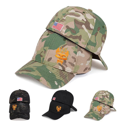Unisex Forked Wolf Embroidery Snapback Camouflage Baseball Caps Spring and Autumn Outdoor Adjustable Casual Sunscreen Hat Good Vibrations