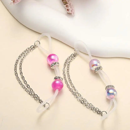 1 Pair Adjustable Fake Nipple Rings No-Pierce Acrylic Nipple Rings With Glitter Beads Perfect For Party Good Vibrations
