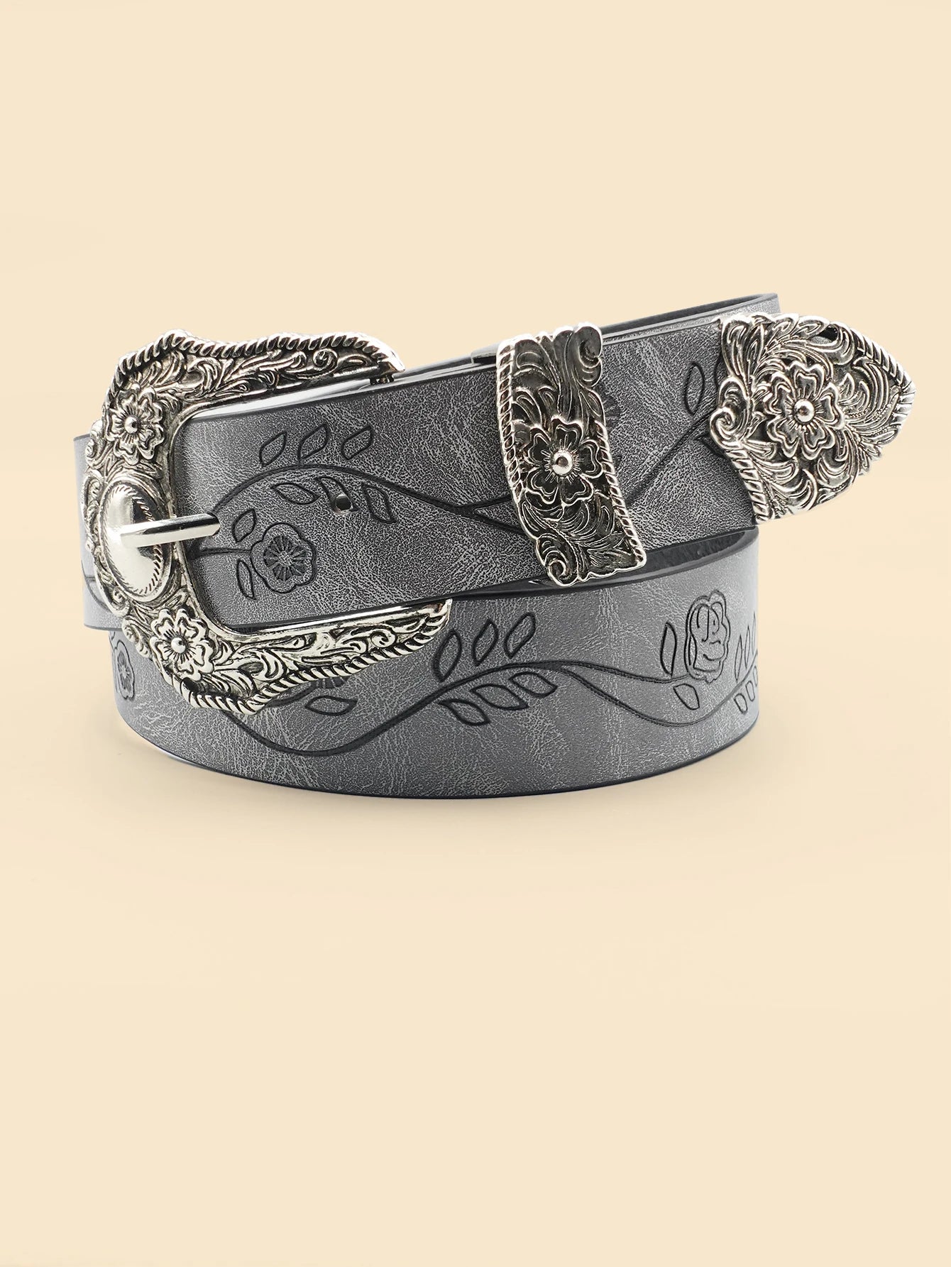 Western Style Printed Solid Color Pu Belt Buckle, Retro Casual Women's Belt, Classic Jeans Decorative Belt Good Vibrations