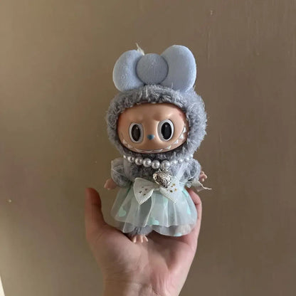 17cm Mini Plush Doll'S Clothes Outfit Accessories For Korea Kpop Exo Labubu Idol V2 Bow princess dress Clothing Gift Good Vibrations