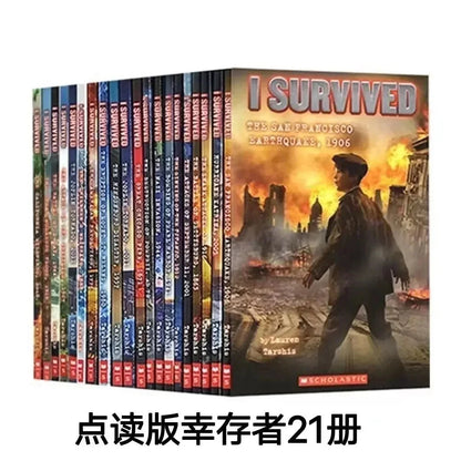 22 Books/Set I Survived English Reading Books Disaster History Survival Novel Escape Guide Children's Science Chapters Books Good Vibrations
