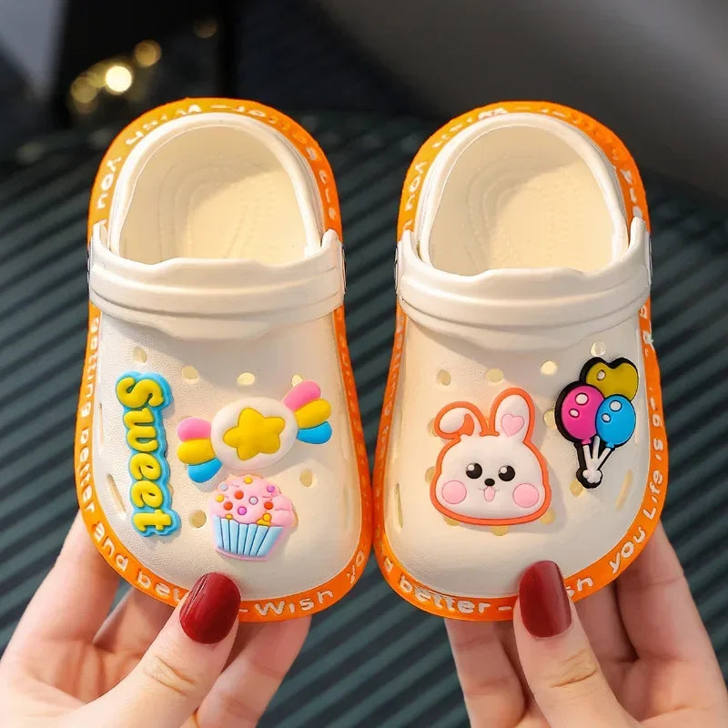 Summer Children Garden Slippers Shoes Boys&Girls Beach Sandal Kids Lightweight Breathable Cute Cartoon Slip Baby Slippers Good Vibrations