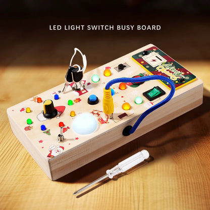 Kids Early Education Toys Electronic Led Light Baby Wooden Sensory Busy Board Montessori  For Toddler Christmas Gifts Good Vibrations