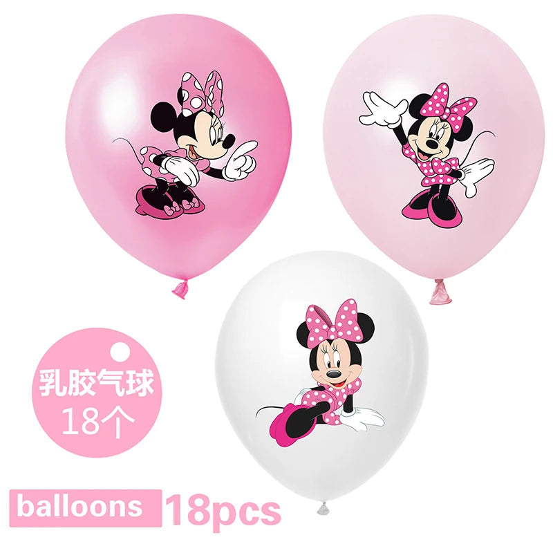 Disney Pink Minnie Mouse One Year Old Birthday Party Supplies Cup Plate Kids Girl Birthday Party Decor Disposable Tableware Set Good Vibrations