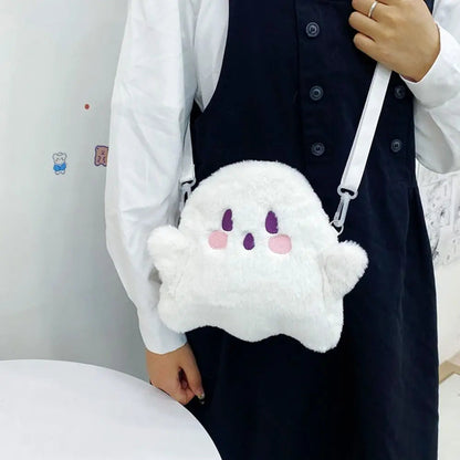 Cute Ghost Kawaii Cartoon Funny Canvas Bag Plush Bag Fashion Casual All Match Messenger Bag Shoulder Bags Women Bag Purse Good Vibrations