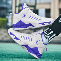 Men's High Top Basketball Shoes Breathable Anti-Slip Wear-Resistant Sports Training Shoes for Students Cross-Border Bestseller Good Vibrations