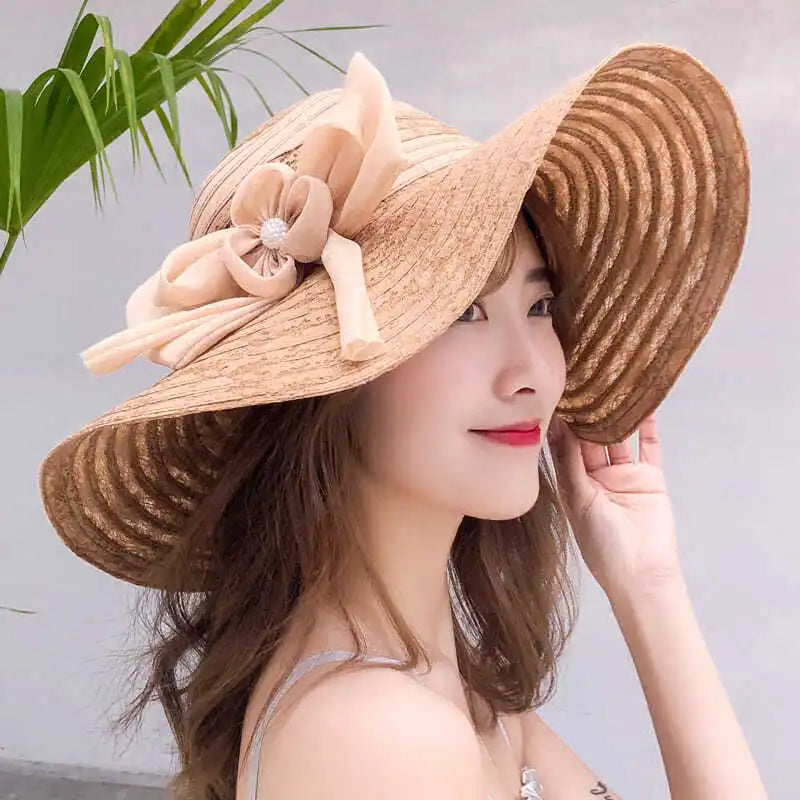 Hats for women in summer, beach hats, seaside outings, face covering, sun protection, large brim sun hats, foldable sun hats Good Vibrations
