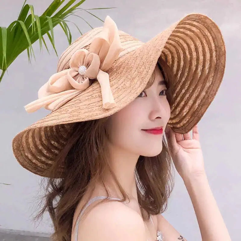 Hats for women in summer, beach hats, seaside outings, face covering, sun protection, large brim sun hats, foldable sun hats Good Vibrations