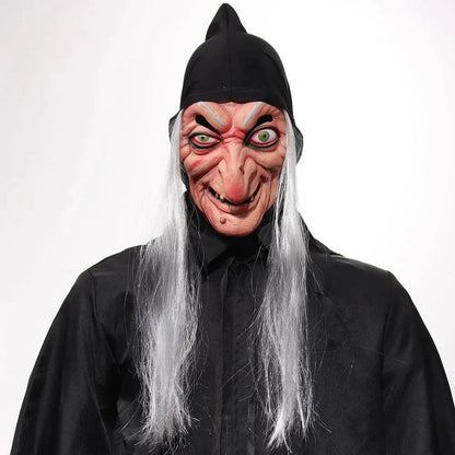 Halloween Witch Mask Cosplay Scary Ghost Face Sorceress Old Nana Grandma Latex Helmet Dress Up Party Costume Props Good Vibrations