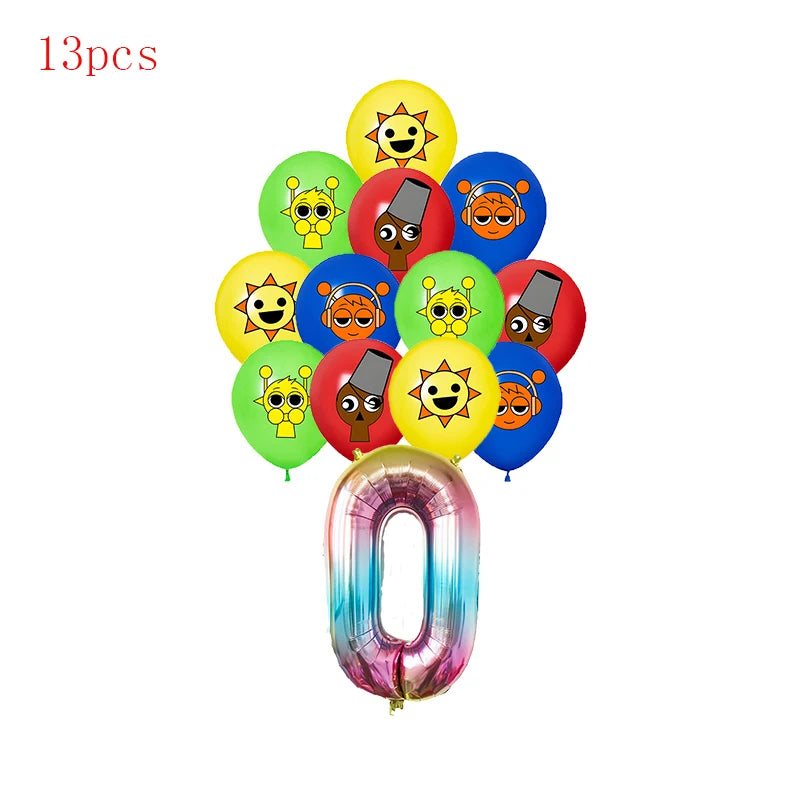 Incredibox sprunki Birthday Party Decorations Cake Topper Balloons Tablecloth Cups Plates Kids Birthday Party Supplies Good Vibrations