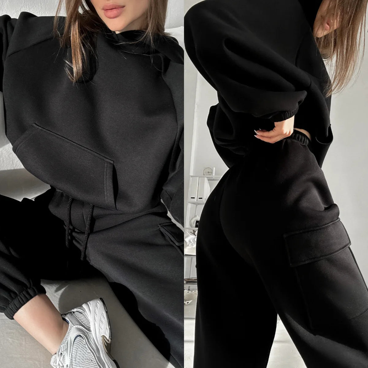 Sweatsuit Spring Outfits Women Sport Suit Zip Up Hoodie Jacket Sweater+Pant Running Jogging Workout Casual Set Tracksuit Good Vibrations