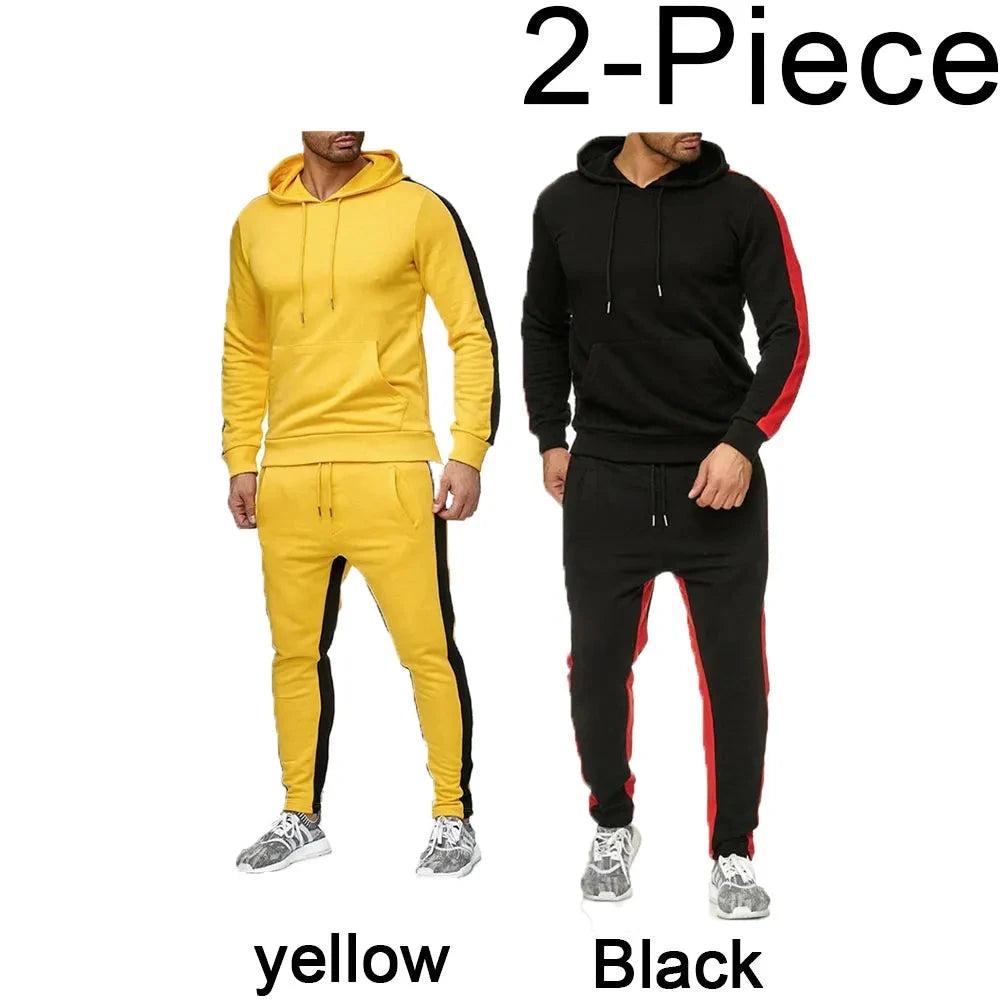 Men's 2 Piece Tracksuit Color Block Sweatsuit Stripes Casual Winter Long Sleeve Warm Moisture Wicking Breathable Sportswear Suit Good Vibrations