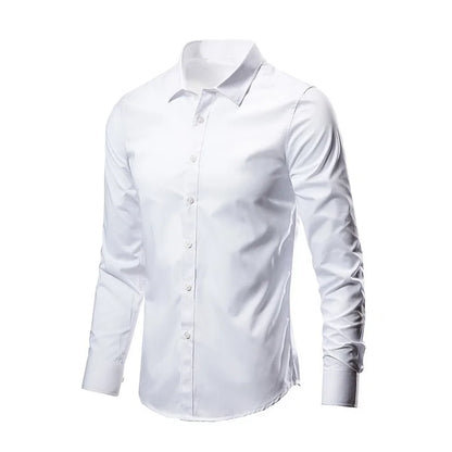 Mens Casual Shirts 2025 Single Breasted Mens Slim Fit Dress Long Sleeve Shirts Soild Male Social Shirts Designer Chemise Homme