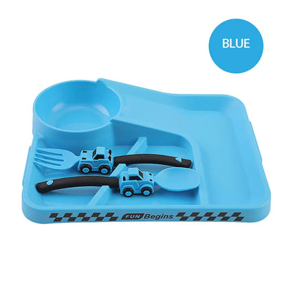Children's Feeding Dish Set of Dishes for Baby Stuff Suction Cup Plate Aesthetic Tableware for Kids Plates Utensils Dinner Kit Good Vibrations