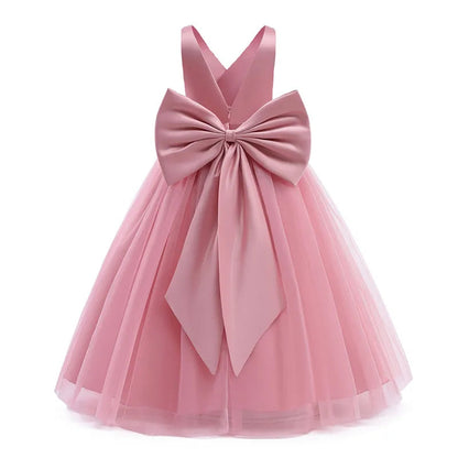 Girl Long White Bridesmaid Dresses For Wedding Prom Gown Big Bow Girls Party Dress Kids First Communiom Formal Evening Vestidos Good Vibrations