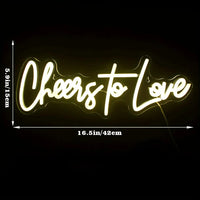 Cheers to Love Neon Sign Light-Wall Decoration with USB Power for Wedding, Engagement, Bedroom, and Valentines Day Decor Good Vibrations