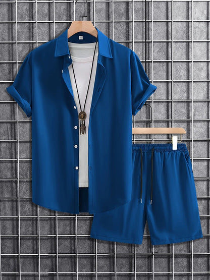 2025 New Summer Casual Men's Shirt And Beach Shorts Set 3D Printed Short-sleeved Outdoor Streetwear Shorts Camisas De Hombre Good Vibrations