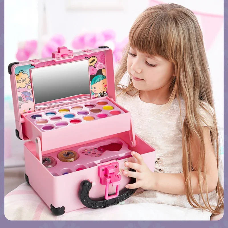 Children Makeup Cosmetics Pretend Playing Box Princess Make Up Girl Toy Play Set Lipstick Eye Shadow Safety Nontoxic Kit Toy Kid Good Vibrations