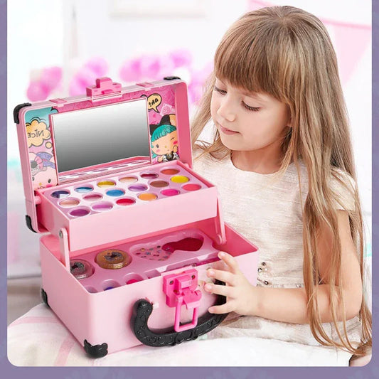 Children Makeup Cosmetics Pretend Playing Box Princess Make Up Girl Toy Play Set Lipstick Eye Shadow Safety Nontoxic Kit Toy Kid Good Vibrations