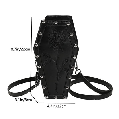 Women Fashion Shoulder Bag Large Capacity Coffin Shaped Casual Satchel Bag Adjustable Strap Spider Web PU Leather Chic Hobo Bag Good Vibrations