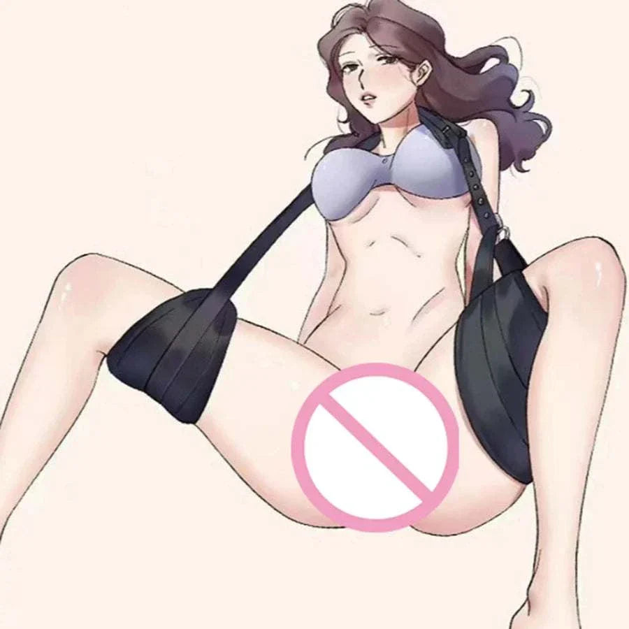 Open Thigh BDSM sex toy with adjustable straps for adult couples play.