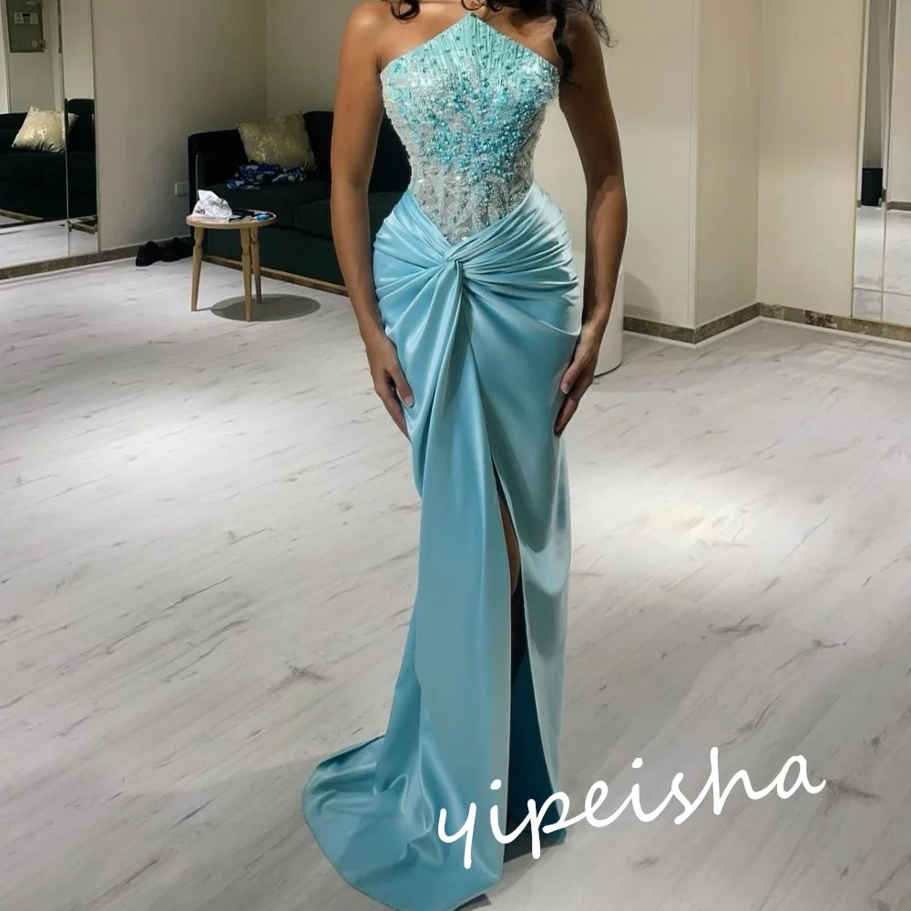 Customized Classic Modern Style Formal Evening Strapless Mermaid Beadings Bespoke Occasion  Prom Dresses Good Vibrations