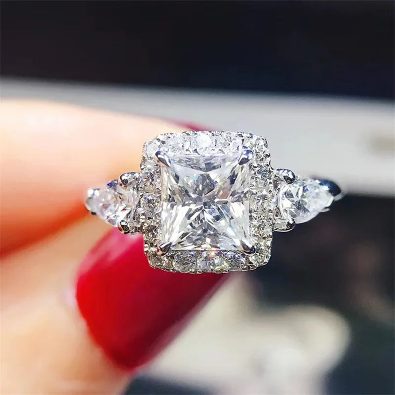 2025 Chic Wedding Rings for Women Aesthetic Female Engagement Accessories Shiny CZ Luxury Bridal Jewelry Trendy  Gift Good Vibrations
