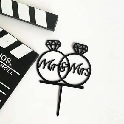 Wedding Cake Topper Bride Groom Mr Mrs Wedding Decorations Acrylic Black gold Cake Toppers Mariage Party Supplies Adult Favors Good Vibrations