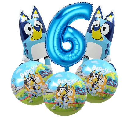 Bluey Christmas Birthday Party dinnerware Disposable Banner Cake Topper Hanging Flag bluey number Balloons Birthday Decoration Good Vibrations