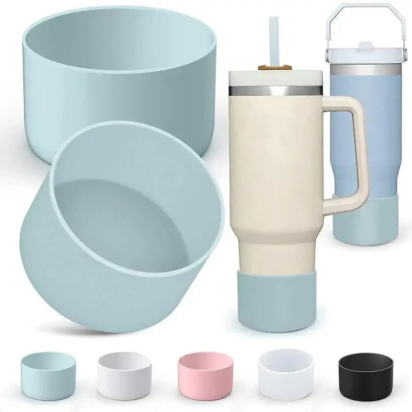 Silicone insulated cup protective sleeve for 20oz, 30oz, 40oz water bottles, non-slip and shockproof silicone boot bottom cover in multiple colors