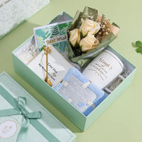 Lucky Coffee Mug Towel Flower Gift Set for Wedding Birthday Anniversary Ceramic Water Cup Mother Girl Friend Gift Bag Good Vibrations