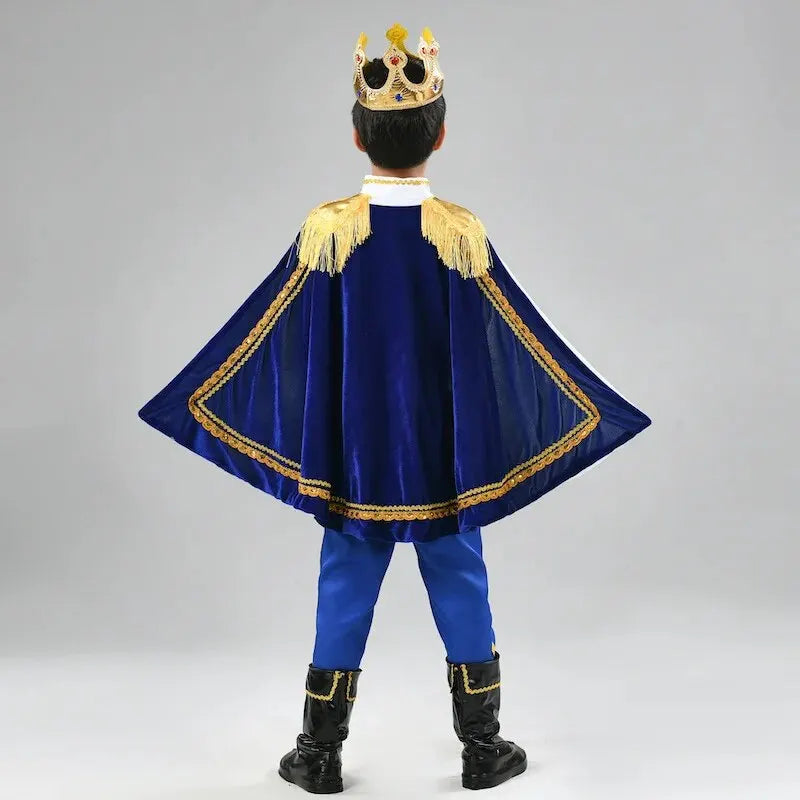 7 Pieces Boys King Carnival Costume Medieval Royal Prince Full Set Outfits for Halloween Birthday Party Fancy Dress Up Good Vibrations