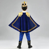 7 Pieces Boys King Carnival Costume Medieval Royal Prince Full Set Outfits for Halloween Birthday Party Fancy Dress Up Good Vibrations