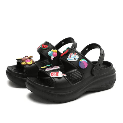 Sandals for Women 2023 Korean Wedge Platform High Heels Ladies Shoes Outdoor Beach Peep Toe Non-slip Sandalias De Mujer Good Vibrations