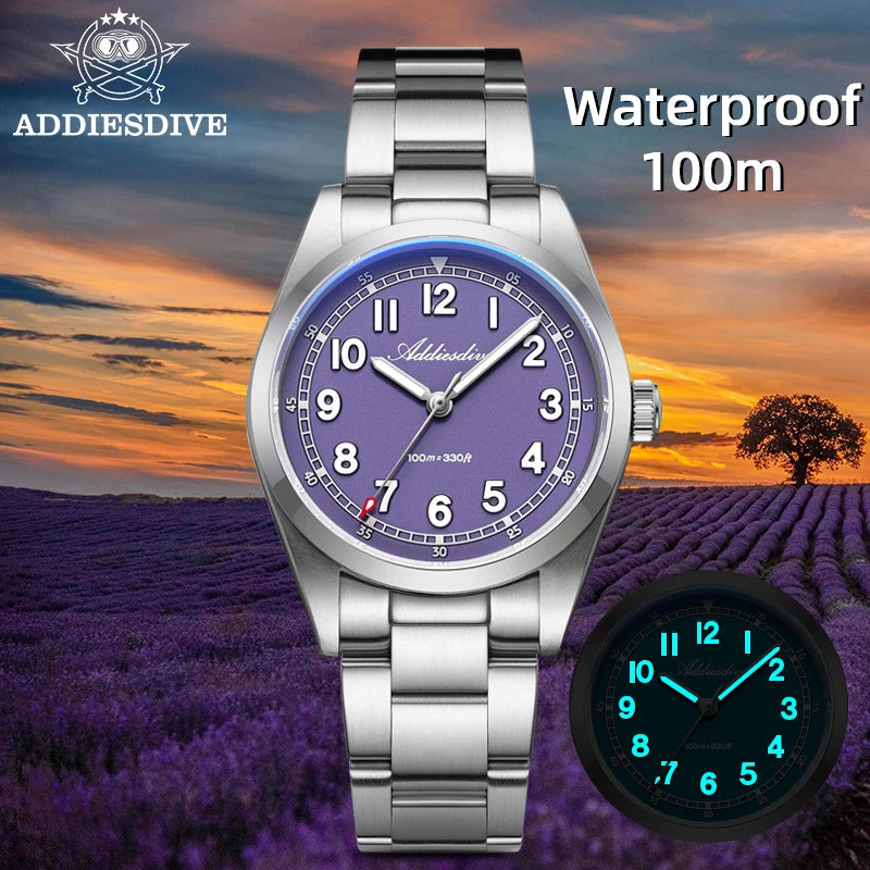 ADDIESDIVE 2025 New Men’s Luxury Quartz Watch AD2521 Ultra-Thin Sapphire Glass BGW9 Luminous 316L Steel Band 100M Waterproof Good Vibrations
