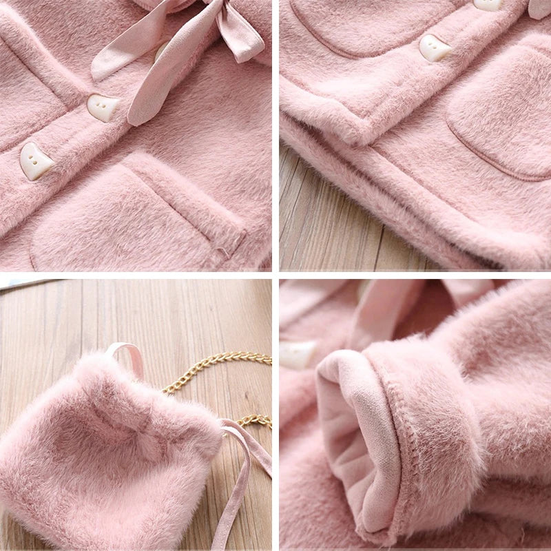 3 4 6 8 10 Years Girls Jacket Autumn Winter Warm Faux Fur Coat For Girls Christmas Princess Outwear Cute Plush Children Clothing Good Vibrations
