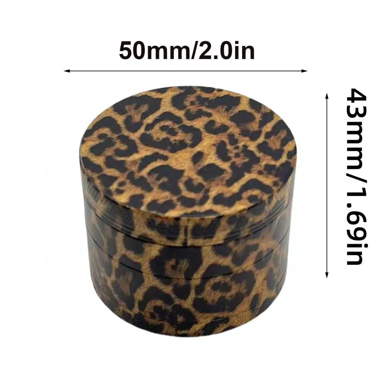 50mm leopard print herb grinder, 4-layer metal design.