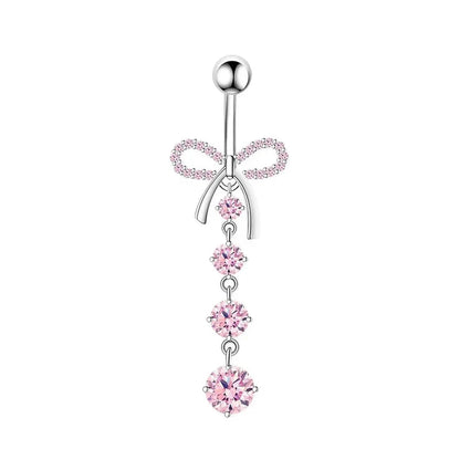 Fashion Pink Crystal Crown Belly Button Rings Stainless Steel Long Pendant Butterfly Heart Navel Piercing for Women Jewelry Good Vibrations Adult Super Store