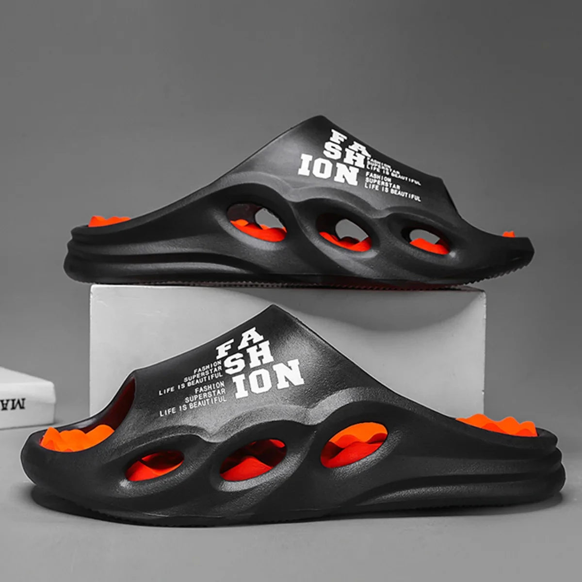 Men Fashion Massage Slippers Indoor/Outdoor Sandals Beach Flip Flop Thick Sole Male Slides Summer Non-Slip Men Shower Slippers Good Vibrations