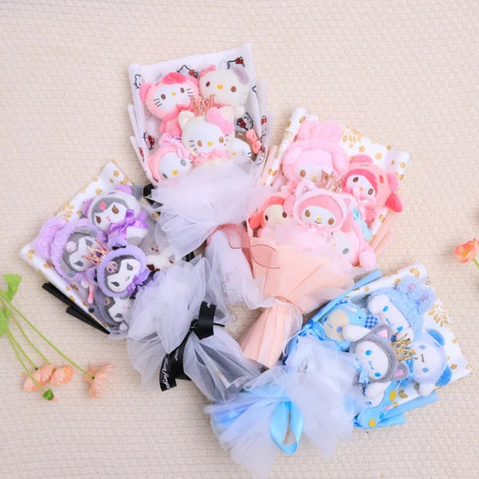 Christmas Gifts Cartoon Sanrio Plush Bouquet My Melody Kuromi Cinnamoroll Kt Cat Plush Doll Toy  Valentine Graduation Gifts Good Vibrations