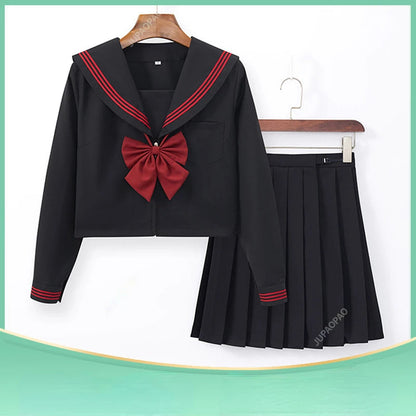 BLACK Orthodox College Style Japanese Korean Student School Uniform JK Uniform Girl Anime Cosplay Sailor Suit Class Top Skirts-A Good Vibrations Adult Super Store
