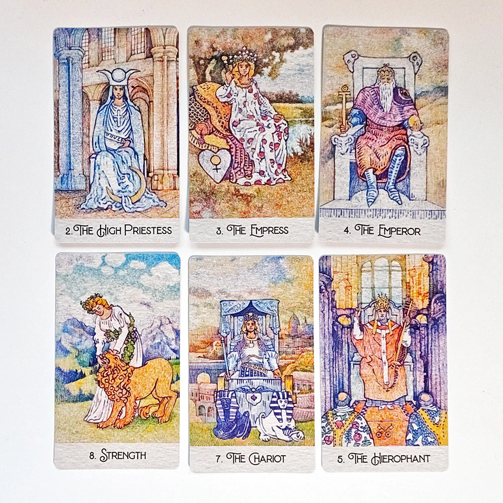 78 Pcs Tarot Cards Drawn with Ball Pens Printed on 350GSM Double-embossed Cardstock 12*7cm Rediscovered Classic Tarot Deck Good Vibrations