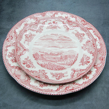 European Style The Old Britain Castles Pink Dinner Set Dinner Ceramic Breakfast Plates Steak Plate Noodles Plate Dish Soup Bowl Good Vibrations